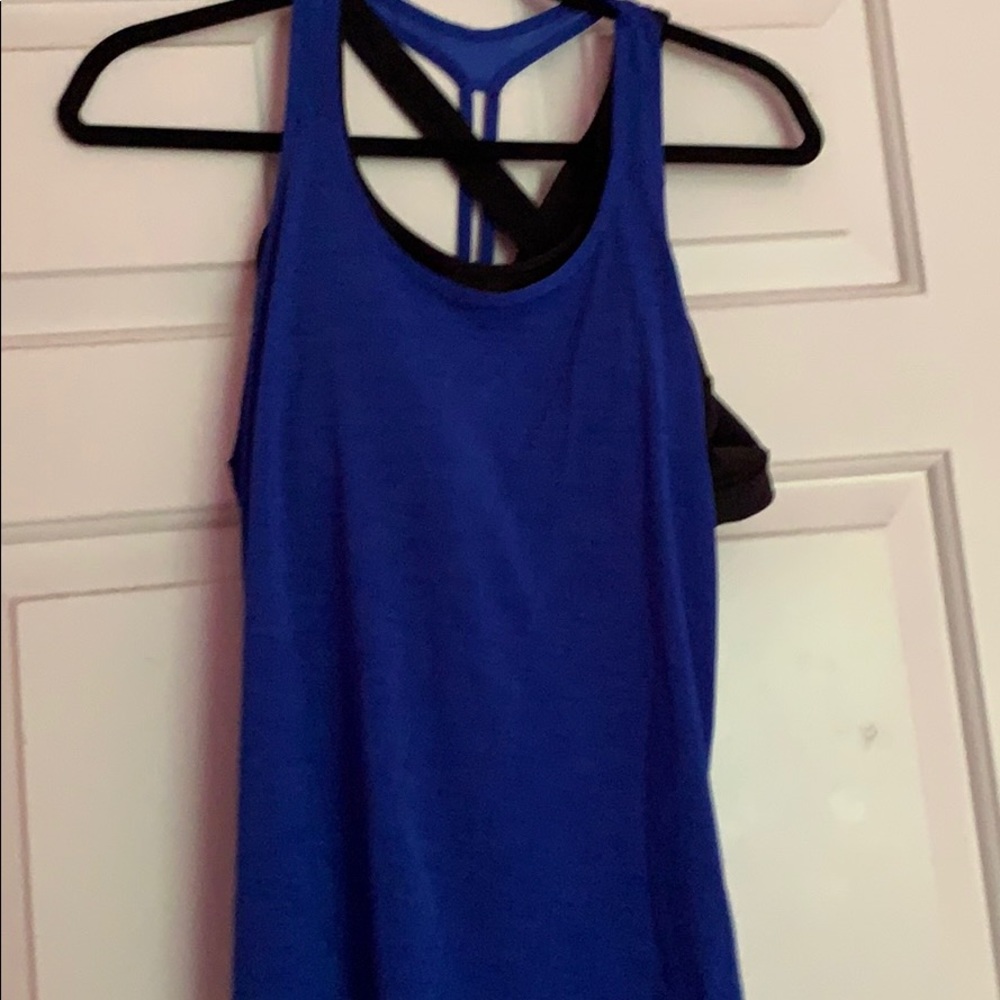 Athleta blue tank with built in sports bra